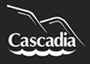 black and white logo of mountains and water, text: Cascadia
